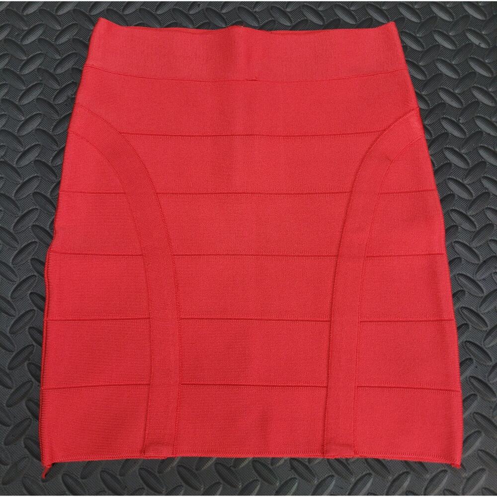Bebe Bandage Mini Skirt Red Bodycon Zip Back Y2K Clubwear Size Medium